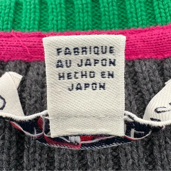 Tommy Hilfiger Japan Sweater L, Stripe Rings, rib knit, Y2K Shrunken Logo, 2000s - Picture 11 of 14